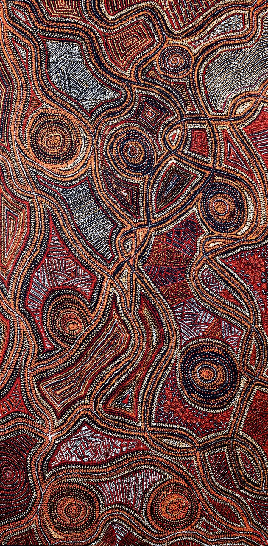 Aboriginal Artwork by Angelina Nampijinpa Tasman, Ngapa Jukurrpa (Water Dreaming) - Pirlinyarnu, 122x61cm
