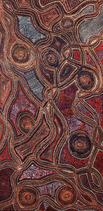 Aboriginal Artwork by Angelina Nampijinpa Tasman, Ngapa Jukurrpa (Water Dreaming)  -  Pirlinyarnu, 122x61cm - ART ARK®