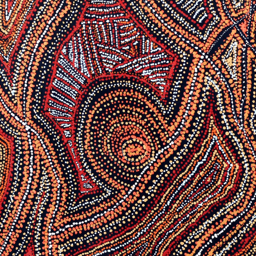 Aboriginal Artwork by Angelina Nampijinpa Tasman, Ngapa Jukurrpa (Water Dreaming) - Pirlinyarnu, 122x61cm