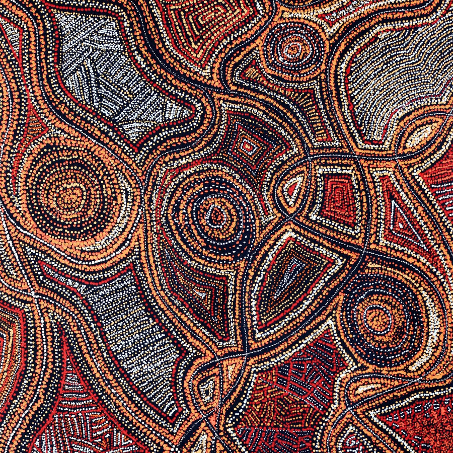 Aboriginal Artwork by Angelina Nampijinpa Tasman, Ngapa Jukurrpa (Water Dreaming) - Pirlinyarnu, 122x61cm