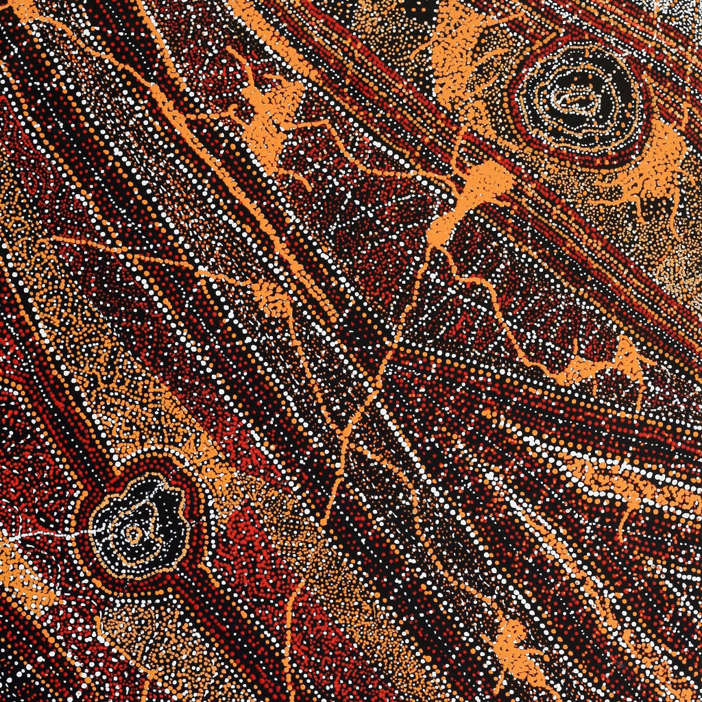 Aboriginal Artwork by Angelina Nampijinpa Tasman, Ngapa Jukurrpa (Water Dreaming) - Pirlinyarnu 91x76cm