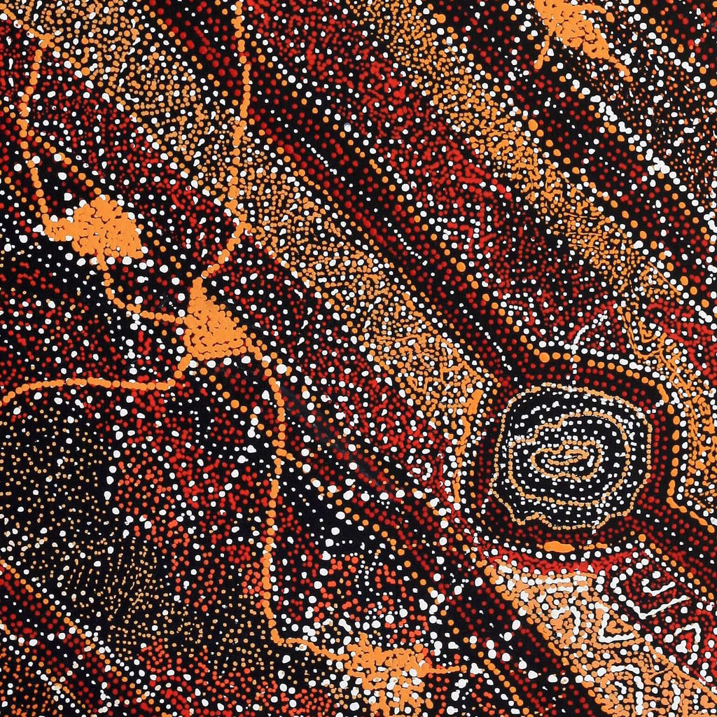 Aboriginal Artwork by Angelina Nampijinpa Tasman, Ngapa Jukurrpa (Water Dreaming) - Pirlinyarnu 91x76cm