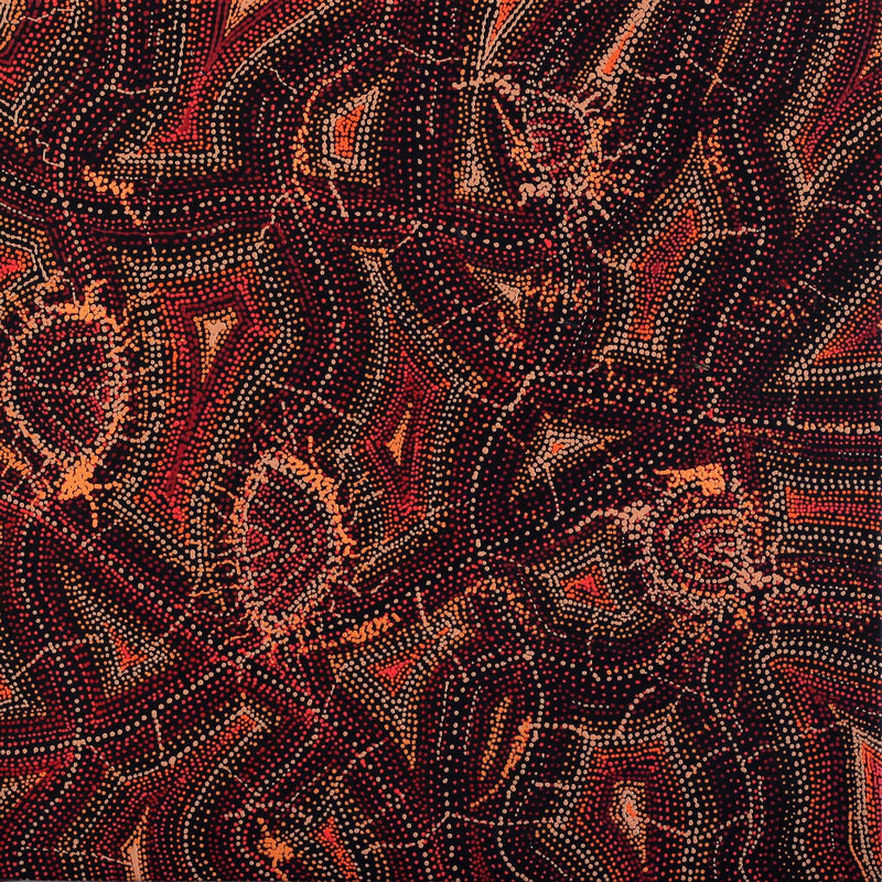 Aboriginal Artwork by Angelina Nampijinpa Tasman, Ngapa Jukurrpa (Water Dreaming) - Pirlinyarnu, 61x61cm