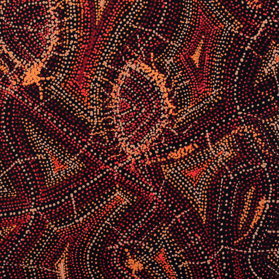Aboriginal Artwork by Angelina Nampijinpa Tasman, Ngapa Jukurrpa (Water Dreaming) - Pirlinyarnu, 61x61cm