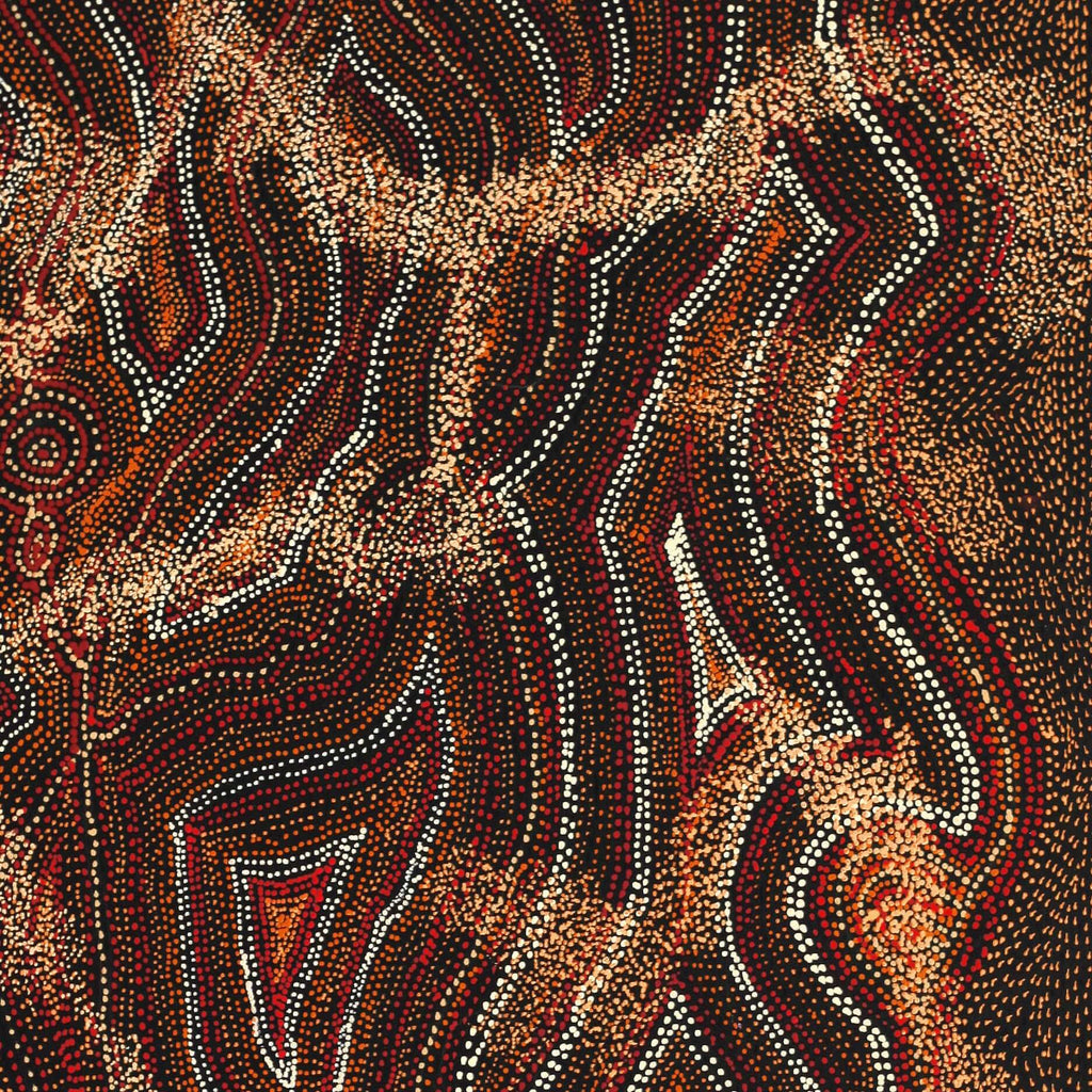 Aboriginal Artwork by Angelina Nampijinpa Tasman, Ngapa Jukurrpa (Water Dreaming) - Pirlinyarnu, 107x61cm