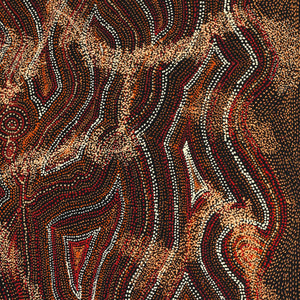 Aboriginal Artwork by Angelina Nampijinpa Tasman, Ngapa Jukurrpa (Water Dreaming)  -  Pirlinyarnu, 107x61cm - ART ARK®