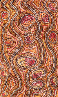 Aboriginal Artwork by Angelina Nampijinpa Tasman, Ngapa Jukurrpa (Water Dreaming) - Pirlinyarnu, 76x46cm