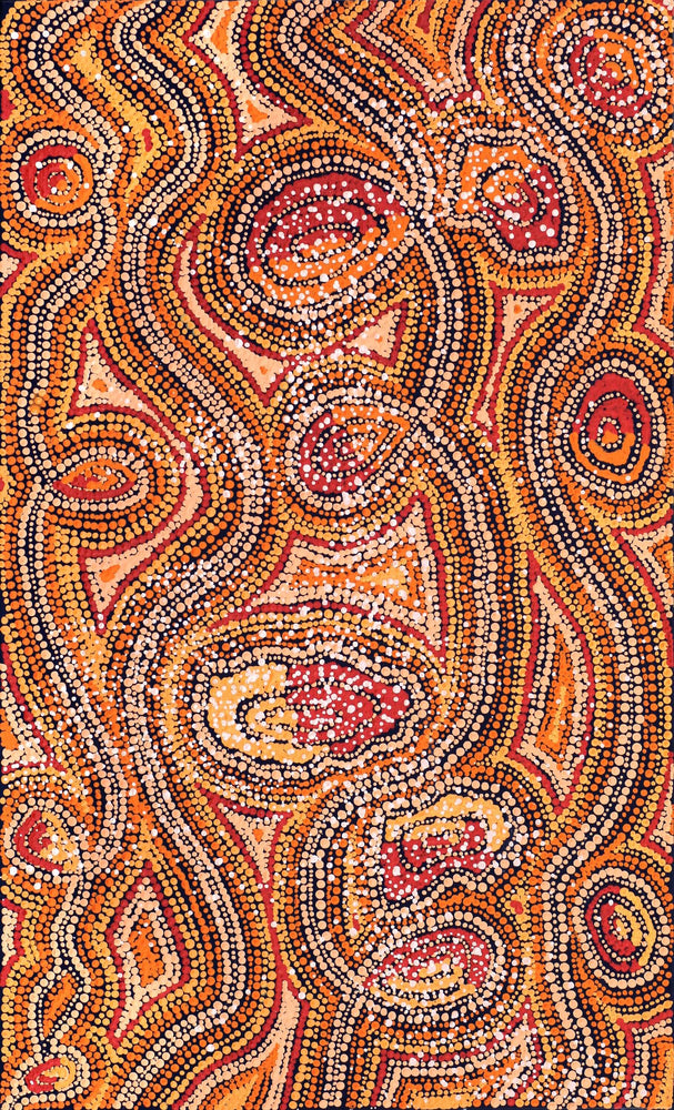 Aboriginal Artwork by Angelina Nampijinpa Tasman, Ngapa Jukurrpa (Water Dreaming) - Pirlinyarnu, 76x46cm