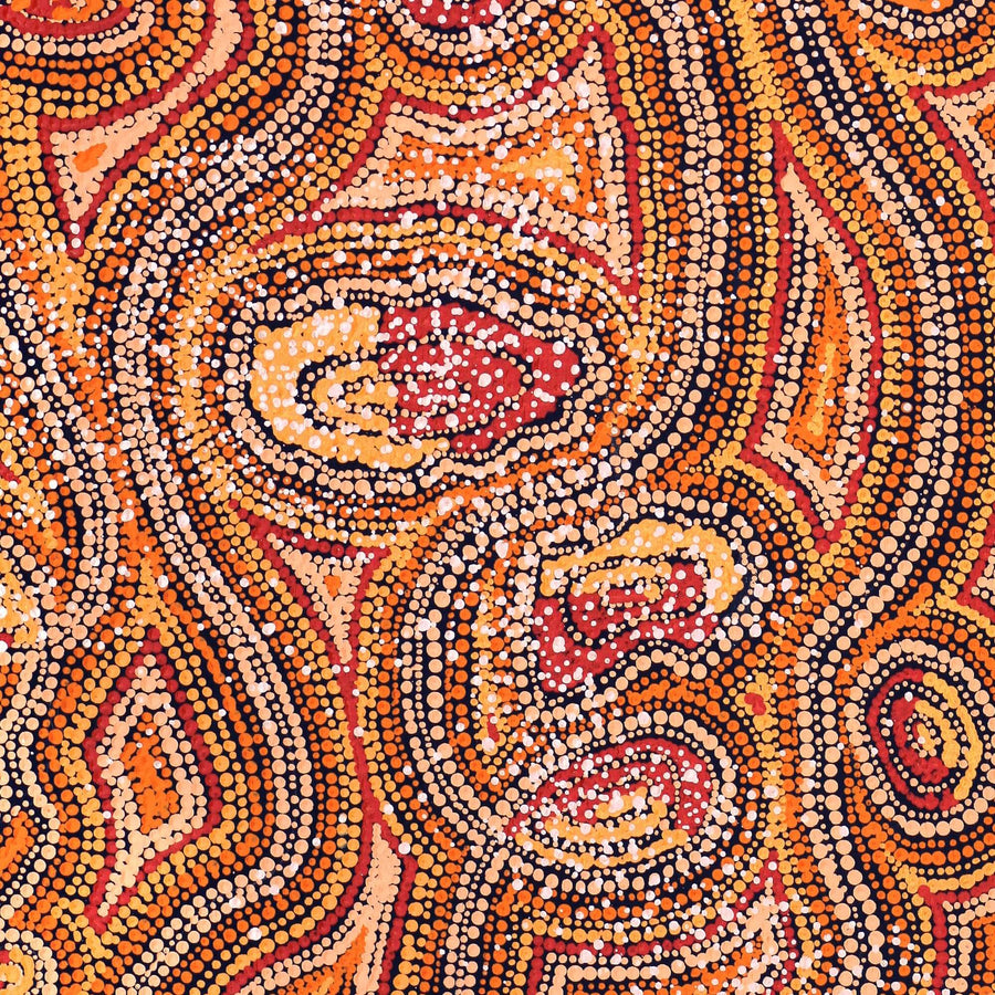 Aboriginal Artwork by Angelina Nampijinpa Tasman, Ngapa Jukurrpa (Water Dreaming) - Pirlinyarnu, 76x46cm