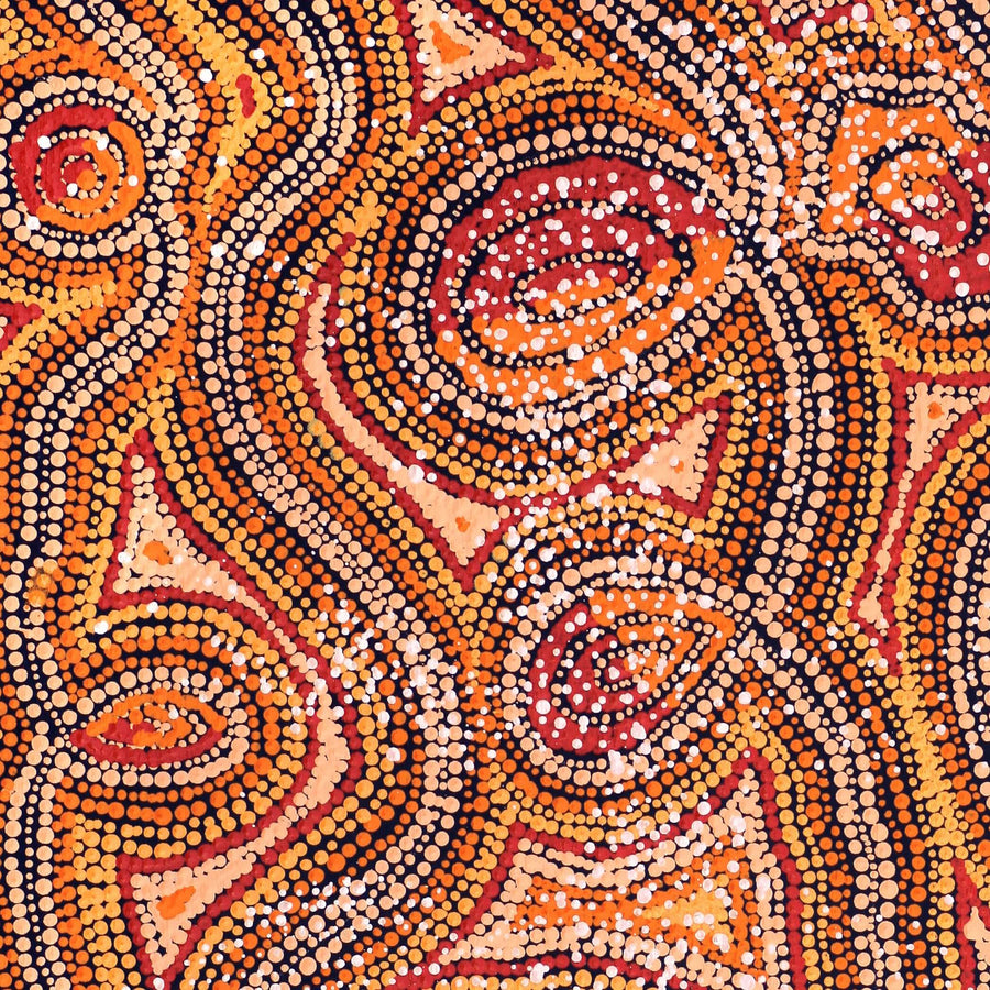 Aboriginal Artwork by Angelina Nampijinpa Tasman, Ngapa Jukurrpa (Water Dreaming) - Pirlinyarnu, 76x46cm
