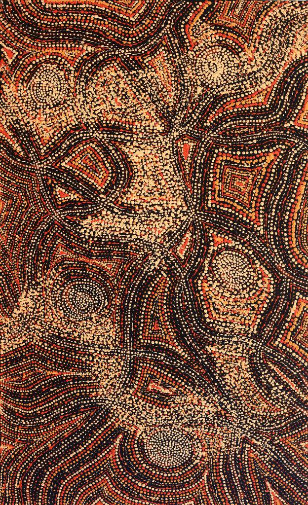 Aboriginal Artwork by Angelina Nampijinpa Tasman, Ngapa Jukurrpa (Water Dreaming) - Pirlinyarnu, 76x46cm - ART ARK®