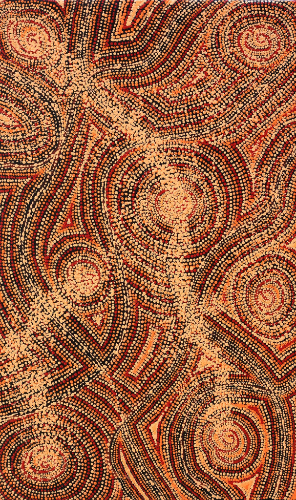 Aboriginal Artwork by Angelina Nampijinpa Tasman, Ngapa Jukurrpa (Water Dreaming) - Pirlinyarnu, 76x46cm - ART ARK®