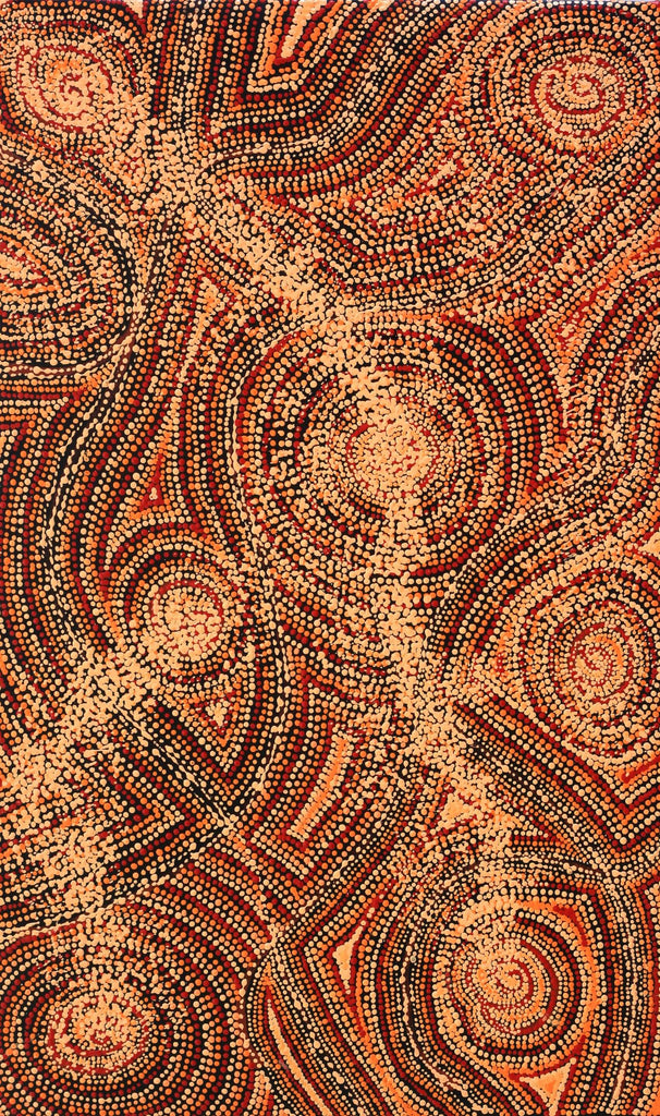 Aboriginal Artwork by Angelina Nampijinpa Tasman, Ngapa Jukurrpa (Water Dreaming) - Pirlinyarnu, 76x46cm
