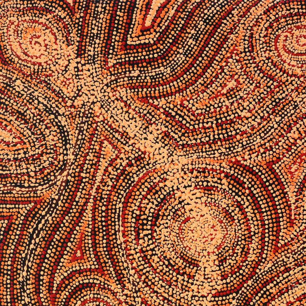 Aboriginal Artwork by Angelina Nampijinpa Tasman, Ngapa Jukurrpa (Water Dreaming) - Pirlinyarnu, 76x46cm