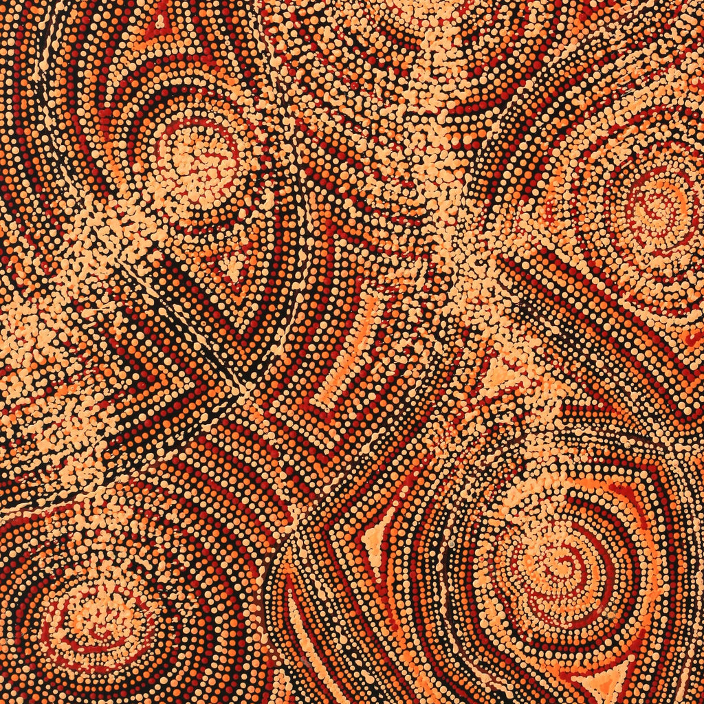 Aboriginal Artwork by Angelina Nampijinpa Tasman, Ngapa Jukurrpa (Water Dreaming) - Pirlinyarnu, 76x46cm