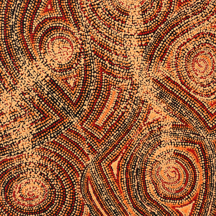 Aboriginal Artwork by Angelina Nampijinpa Tasman, Ngapa Jukurrpa (Water Dreaming) - Pirlinyarnu, 76x46cm