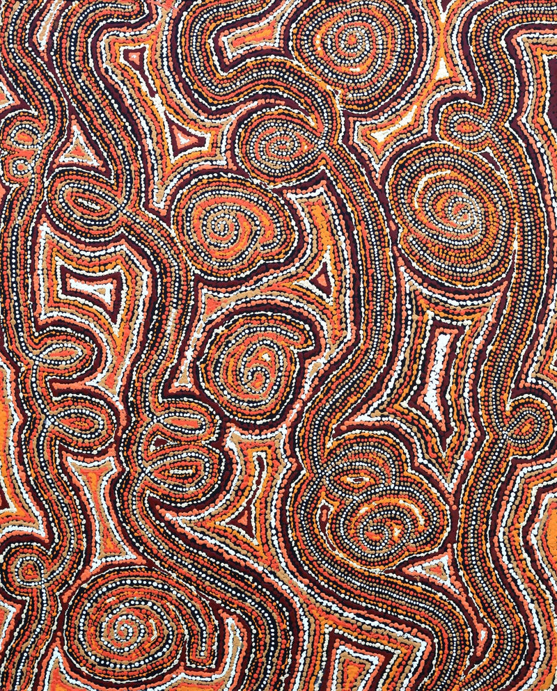 Aboriginal Artwork by Angelina Nampijinpa Tasman, Ngapa Jukurrpa (Water Dreaming) - Pirlinyarnu, 76x61cm