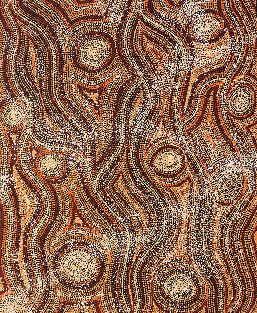 Aboriginal Artwork by Angelina Nampijinpa Tasman, Ngapa Jukurrpa (Water Dreaming) - Pirlinyarnu, 76x61cm