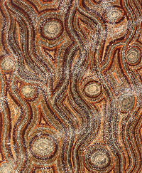 Aboriginal Artwork by Angelina Nampijinpa Tasman, Ngapa Jukurrpa (Water Dreaming) - Pirlinyarnu, 76x61cm