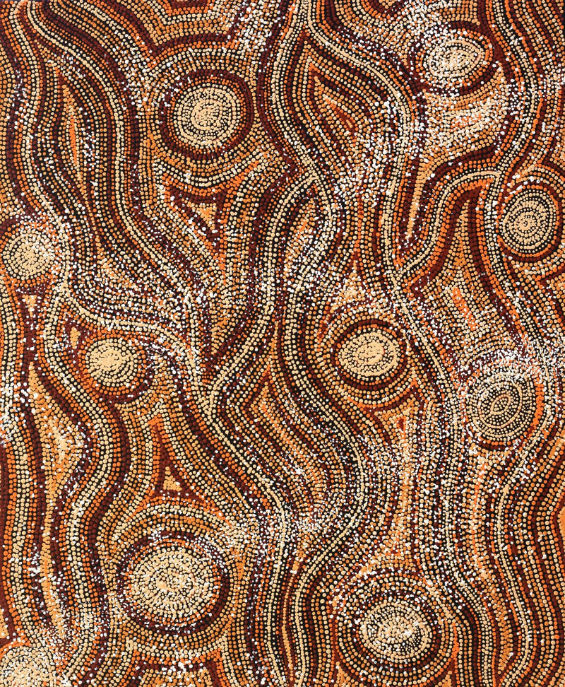 Aboriginal Artwork by Angelina Nampijinpa Tasman, Ngapa Jukurrpa (Water Dreaming) - Pirlinyarnu, 76x61cm