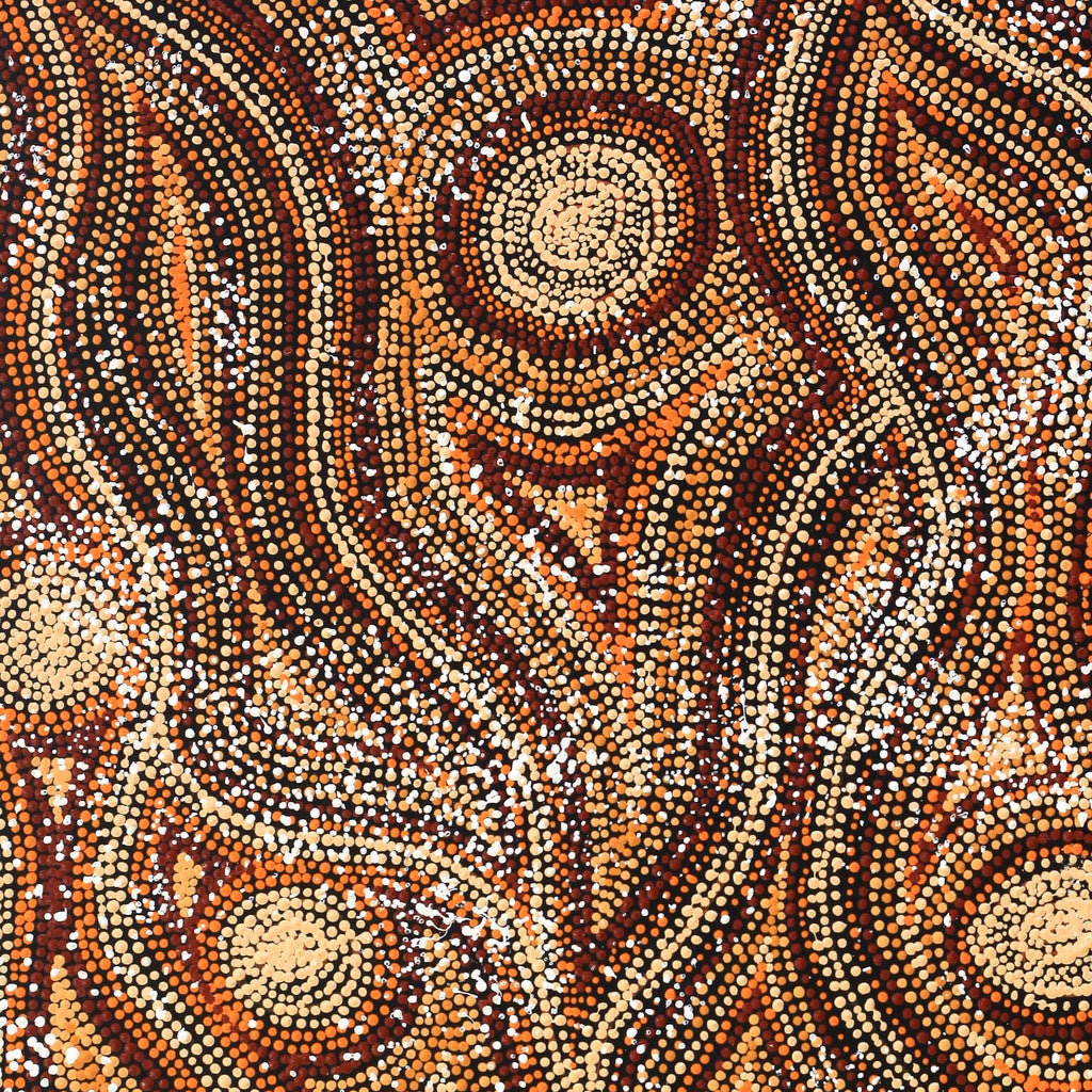 Aboriginal Artwork by Angelina Nampijinpa Tasman, Ngapa Jukurrpa (Water Dreaming) - Pirlinyarnu, 76x61cm