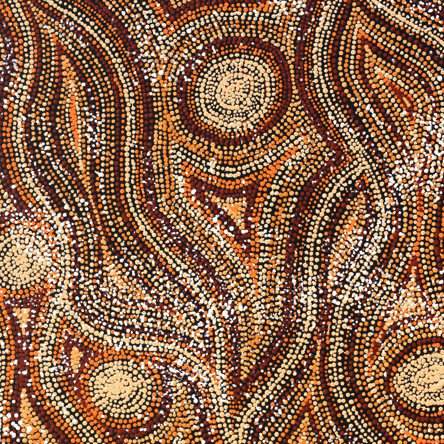 Aboriginal Artwork by Angelina Nampijinpa Tasman, Ngapa Jukurrpa (Water Dreaming) - Pirlinyarnu, 76x61cm