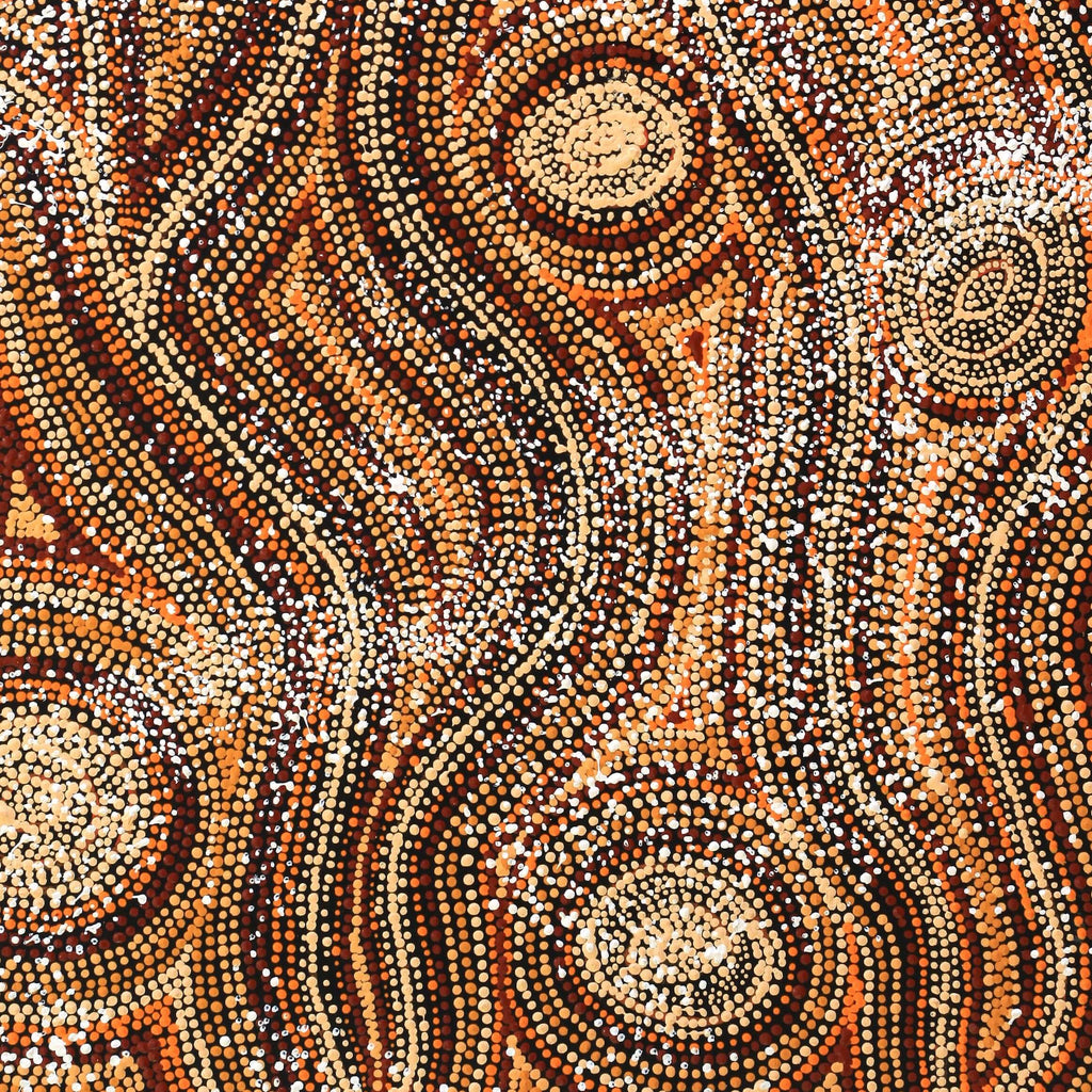 Aboriginal Artwork by Angelina Nampijinpa Tasman, Ngapa Jukurrpa (Water Dreaming) - Pirlinyarnu, 76x61cm