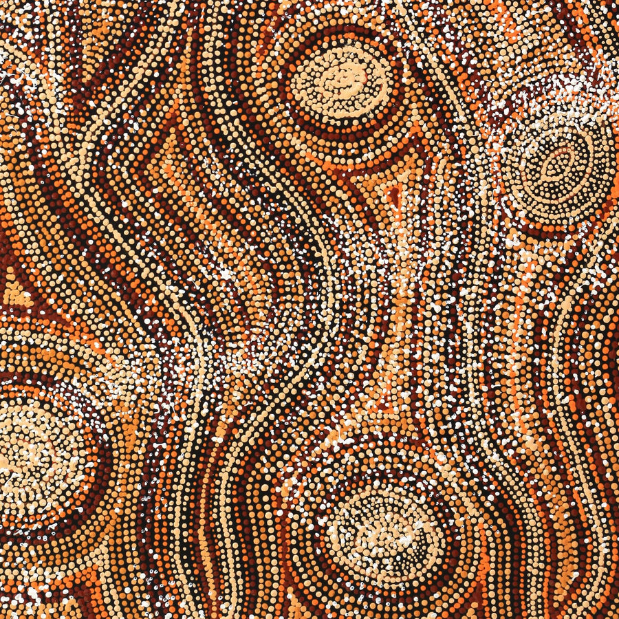 Aboriginal Artwork by Angelina Nampijinpa Tasman, Ngapa Jukurrpa (Water Dreaming) - Pirlinyarnu, 76x61cm