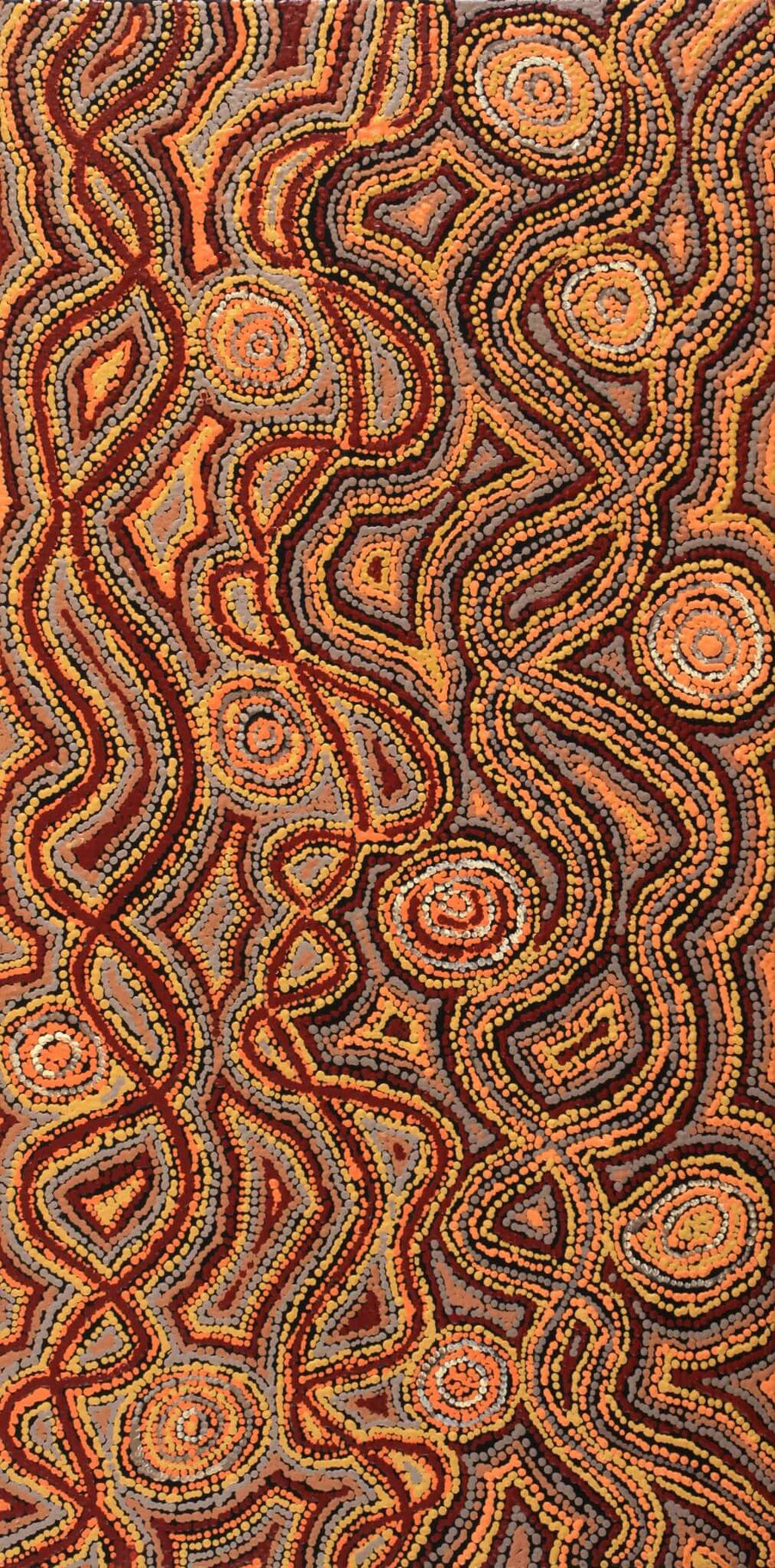 Aboriginal Artwork by Angelina Nampijinpa Tasman, Ngapa Jukurrpa (Water Dreaming) - Pirlinyarnu, 91x46cm