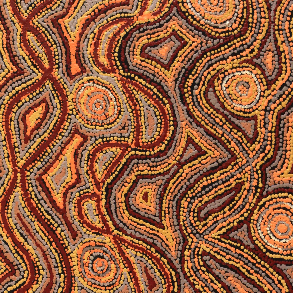 Aboriginal Artwork by Angelina Nampijinpa Tasman, Ngapa Jukurrpa (Water Dreaming) - Pirlinyarnu, 91x46cm