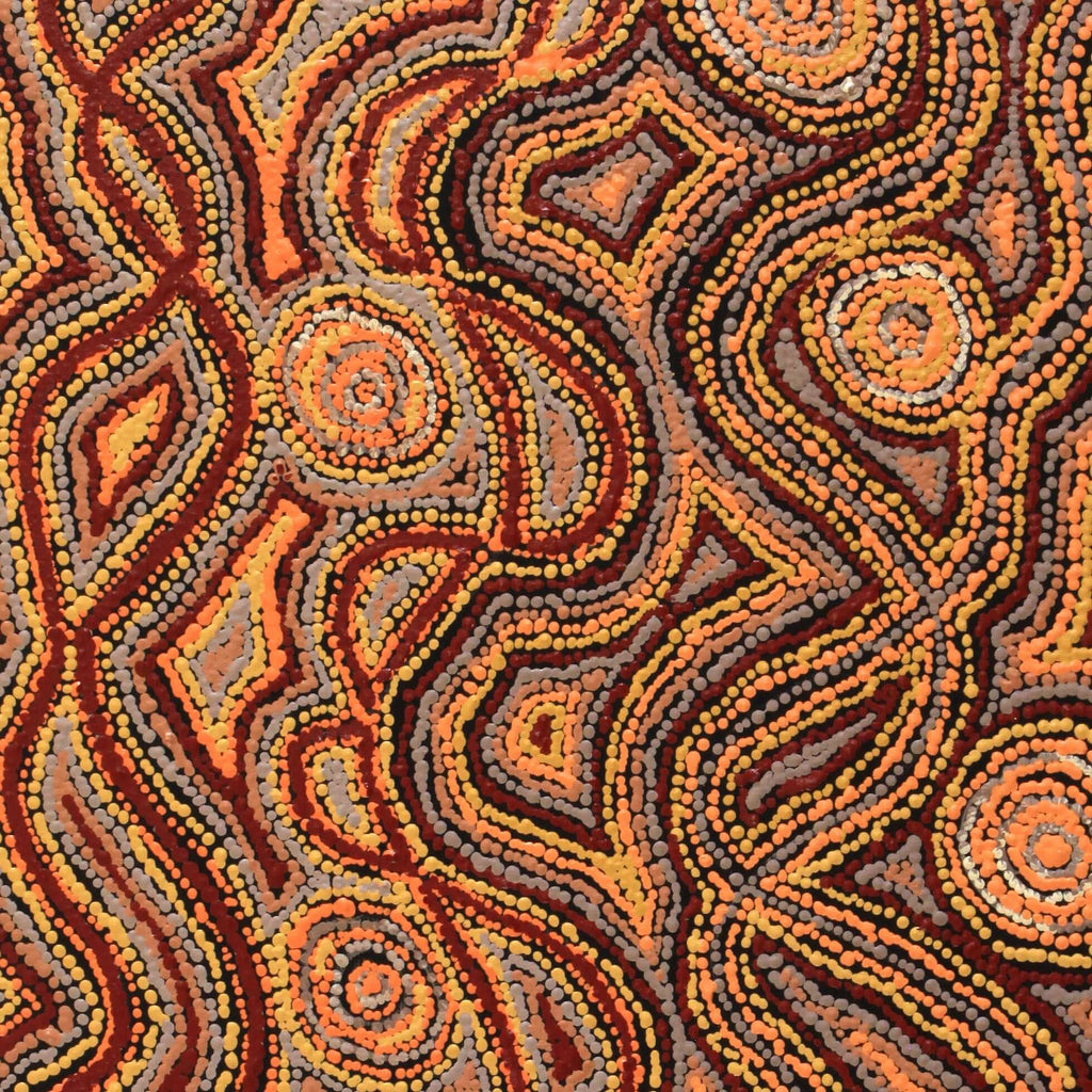 Aboriginal Artwork by Angelina Nampijinpa Tasman, Ngapa Jukurrpa (Water Dreaming) - Pirlinyarnu, 91x46cm - ART ARK®