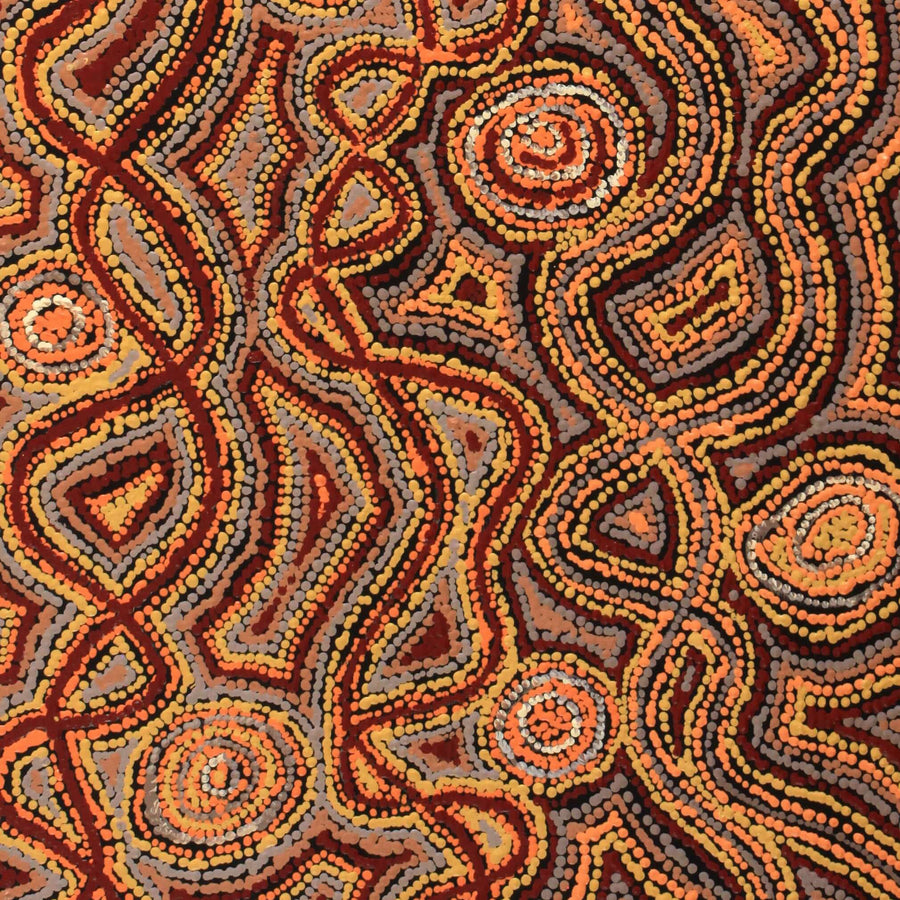 Aboriginal Artwork by Angelina Nampijinpa Tasman, Ngapa Jukurrpa (Water Dreaming) - Pirlinyarnu, 91x46cm