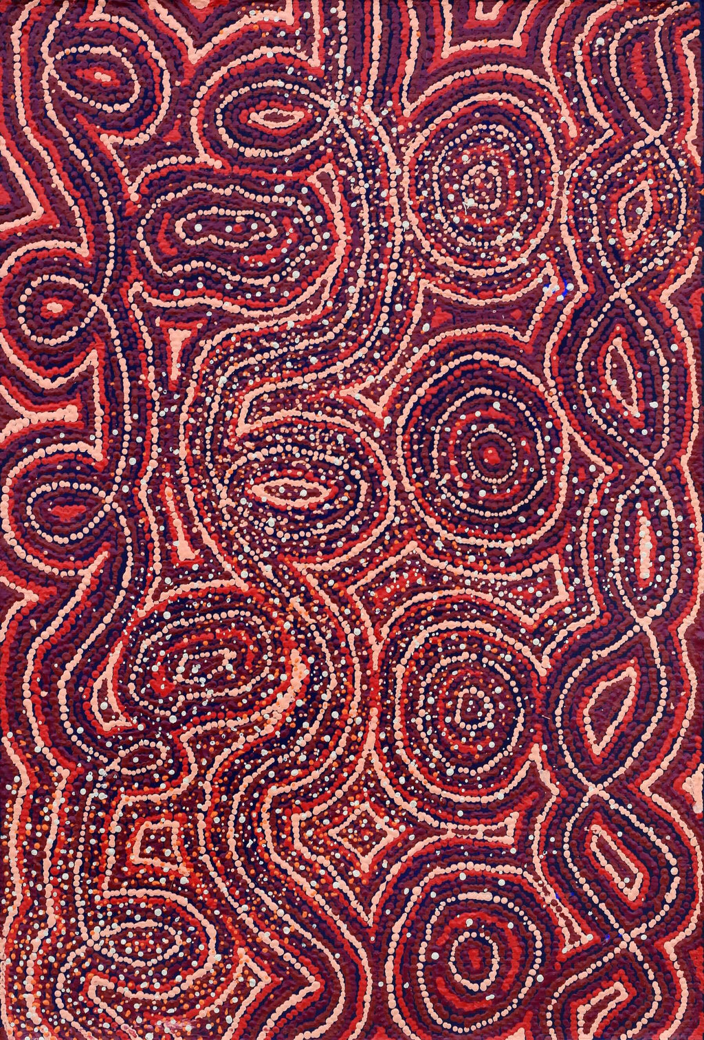 Aboriginal Artwork by Angelina Nampijinpa Tasman, Ngapa Jukurrpa (Water Dreaming) - Pirlinyarnu, 91x61cm
