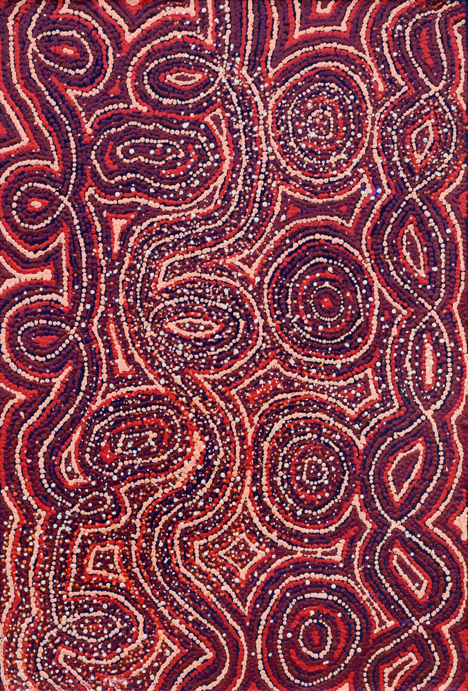 Aboriginal Artwork by Angelina Nampijinpa Tasman, Ngapa Jukurrpa (Water Dreaming) - Pirlinyarnu, 91x61cm