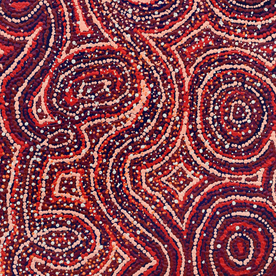 Aboriginal Artwork by Angelina Nampijinpa Tasman, Ngapa Jukurrpa (Water Dreaming) - Pirlinyarnu, 91x61cm