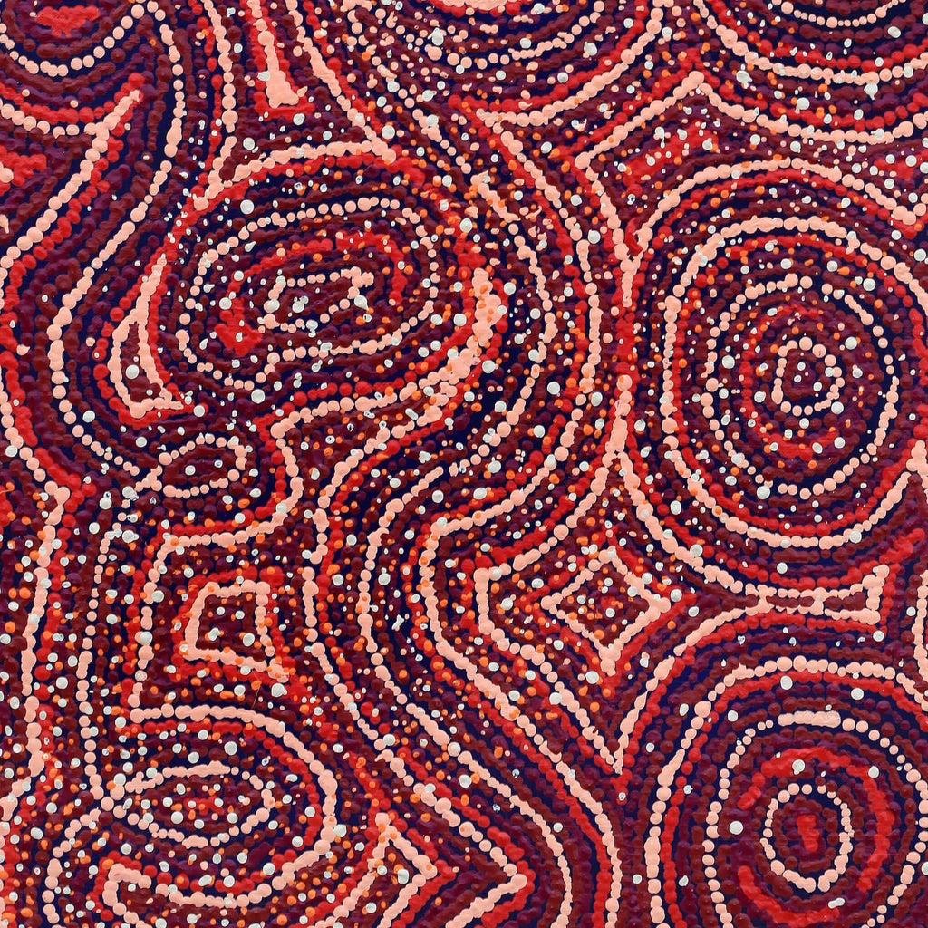 Aboriginal Artwork by Angelina Nampijinpa Tasman, Ngapa Jukurrpa (Water Dreaming) - Pirlinyarnu, 91x61cm - ART ARK®