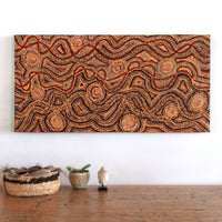 Aboriginal Artwork by Angelina Nampijinpa Tasman, Ngapa Jukurrpa (Water Dreaming) - Pirlinyarnu, 91x46cm