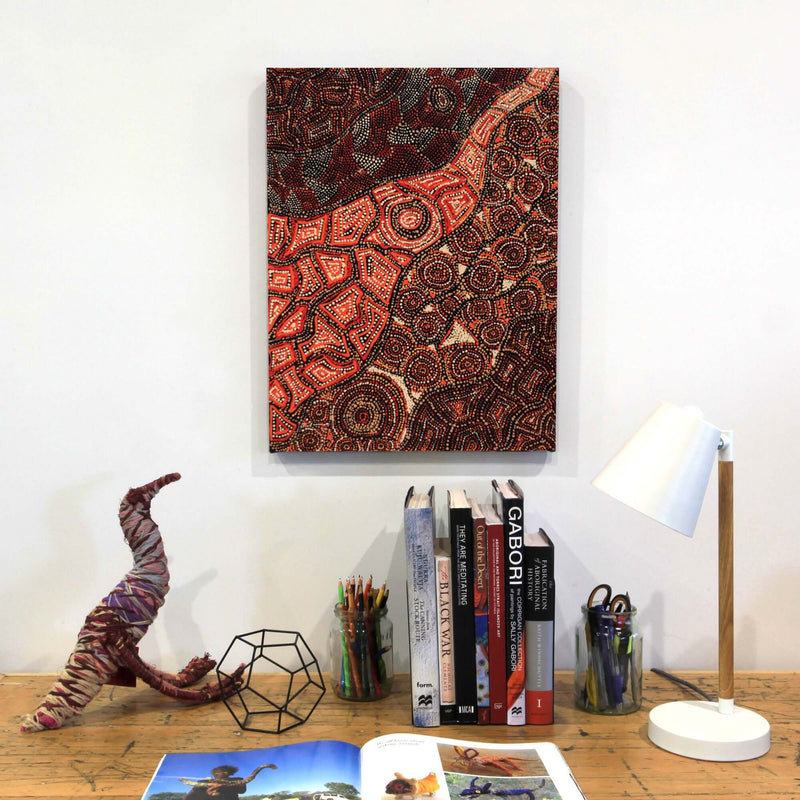 Aboriginal Artwork by Angelina Nampijinpa Tasman, Ngapa Jukurrpa (Water Dreaming) - Pirlinyarnu, 61x46cm