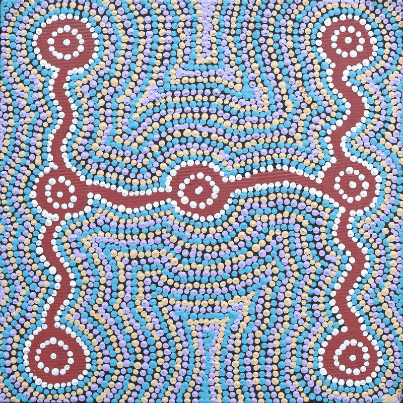 Aboriginal Artwork by Angharad Napurrurla Gibson, Watiya-warnu Jukurrpa (Seed Dreaming), 30x30cm