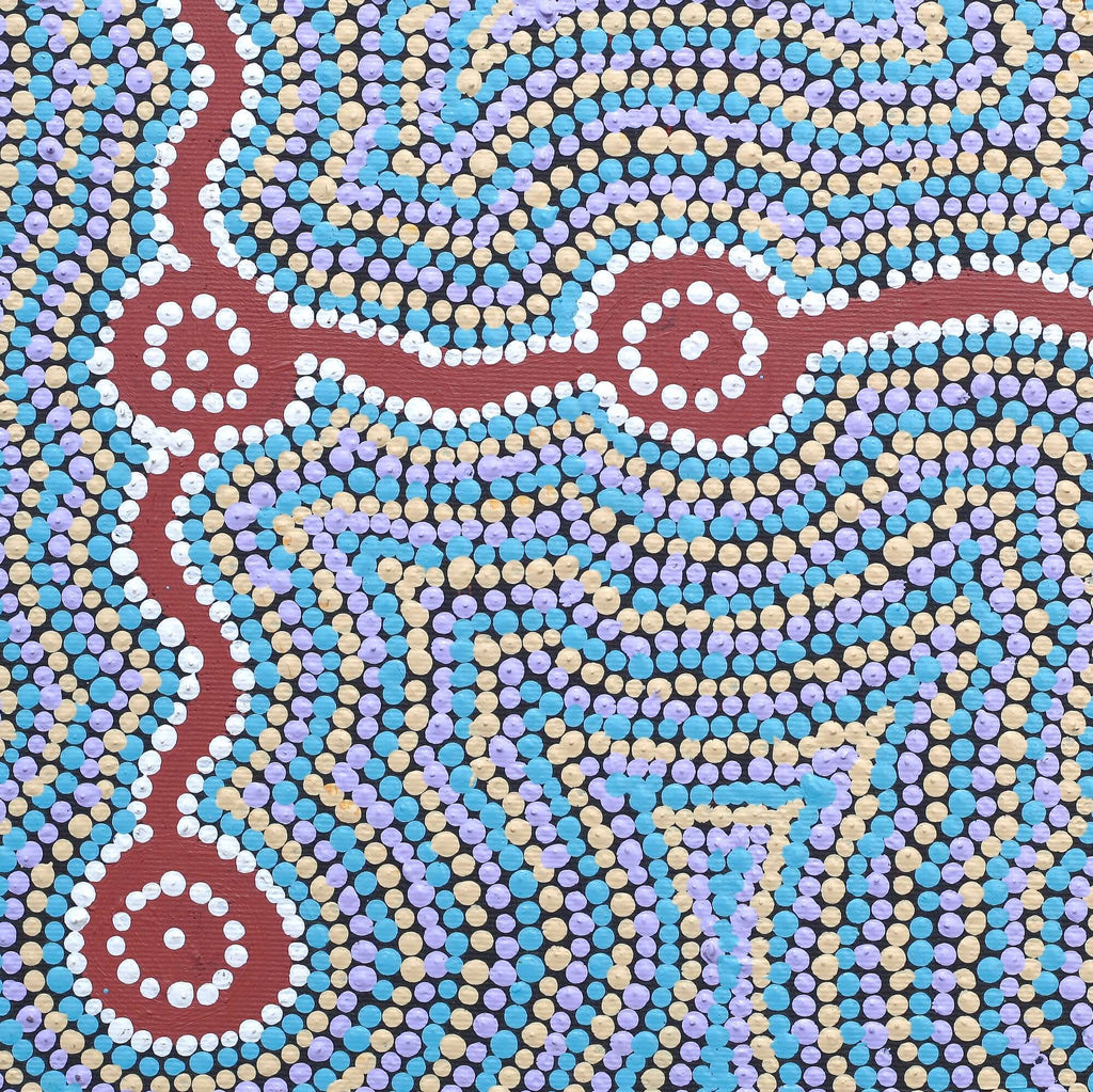 Aboriginal Artwork by Angharad Napurrurla Gibson, Watiya-warnu Jukurrpa (Seed Dreaming), 30x30cm
