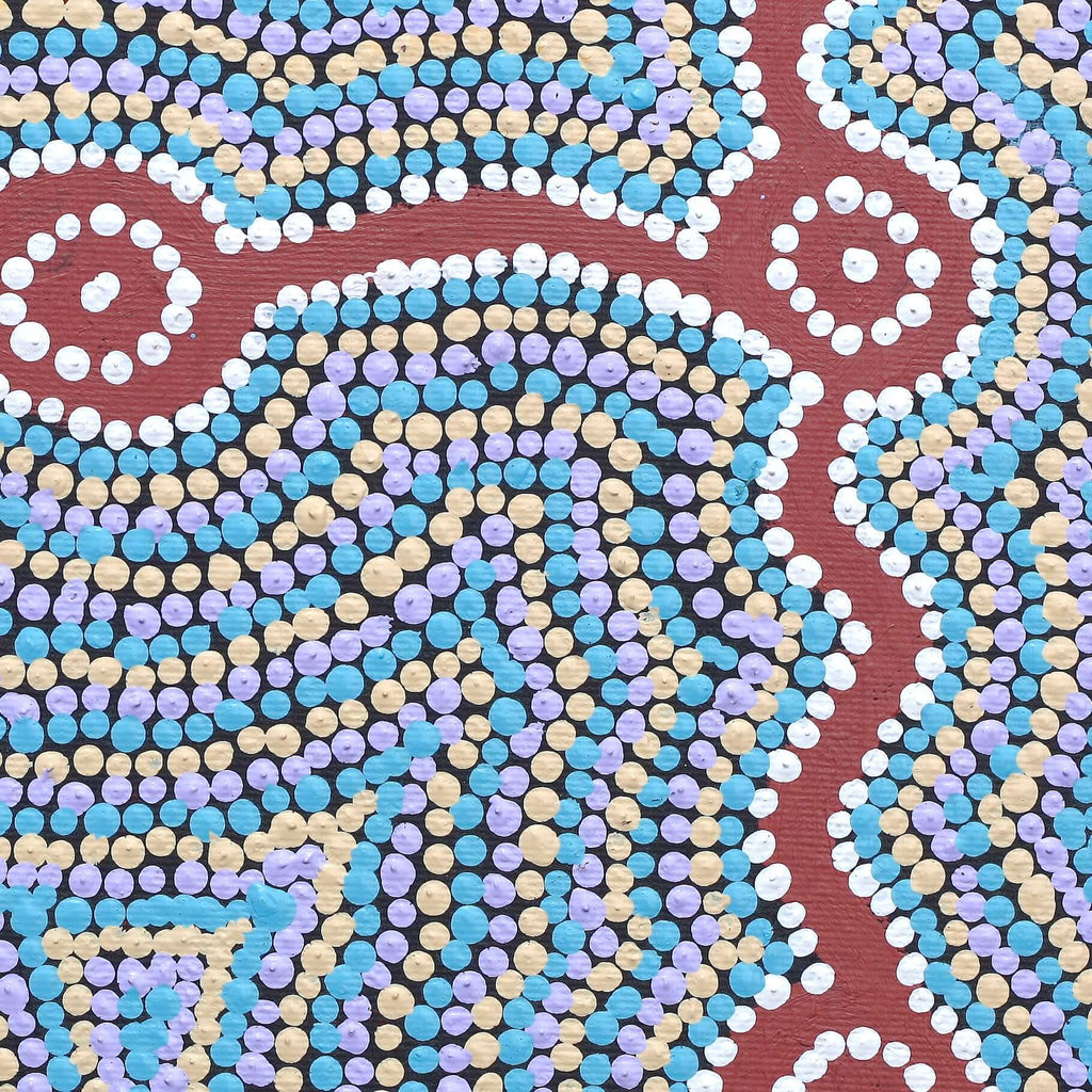 Aboriginal Artwork by Angharad Napurrurla Gibson, Watiya-warnu Jukurrpa (Seed Dreaming), 30x30cm