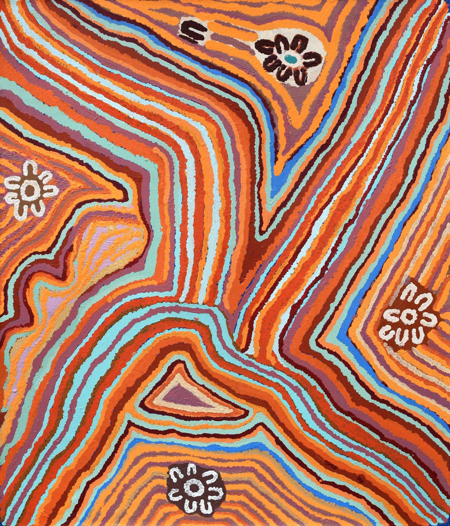 Aboriginal Artwork by Angkaliya Nelson, Mamungari, 107x91cm