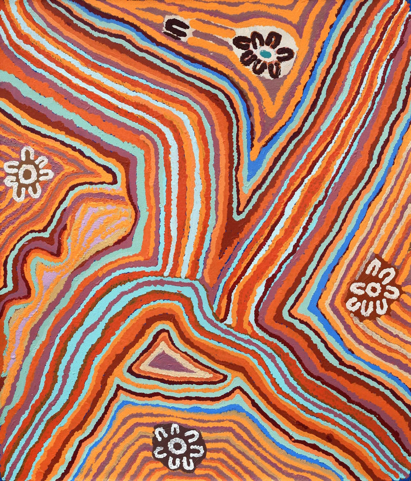 Aboriginal Artwork by Angkaliya Nelson, Mamungari, 107x91cm