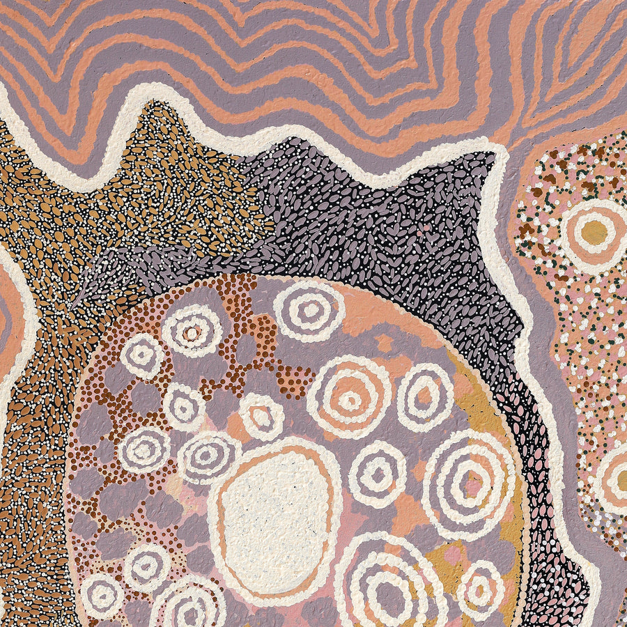 Aboriginal Artwork by Angkaliya Nelson, Kungkarangkalpa (Seven Sisters Story), 121x91cm