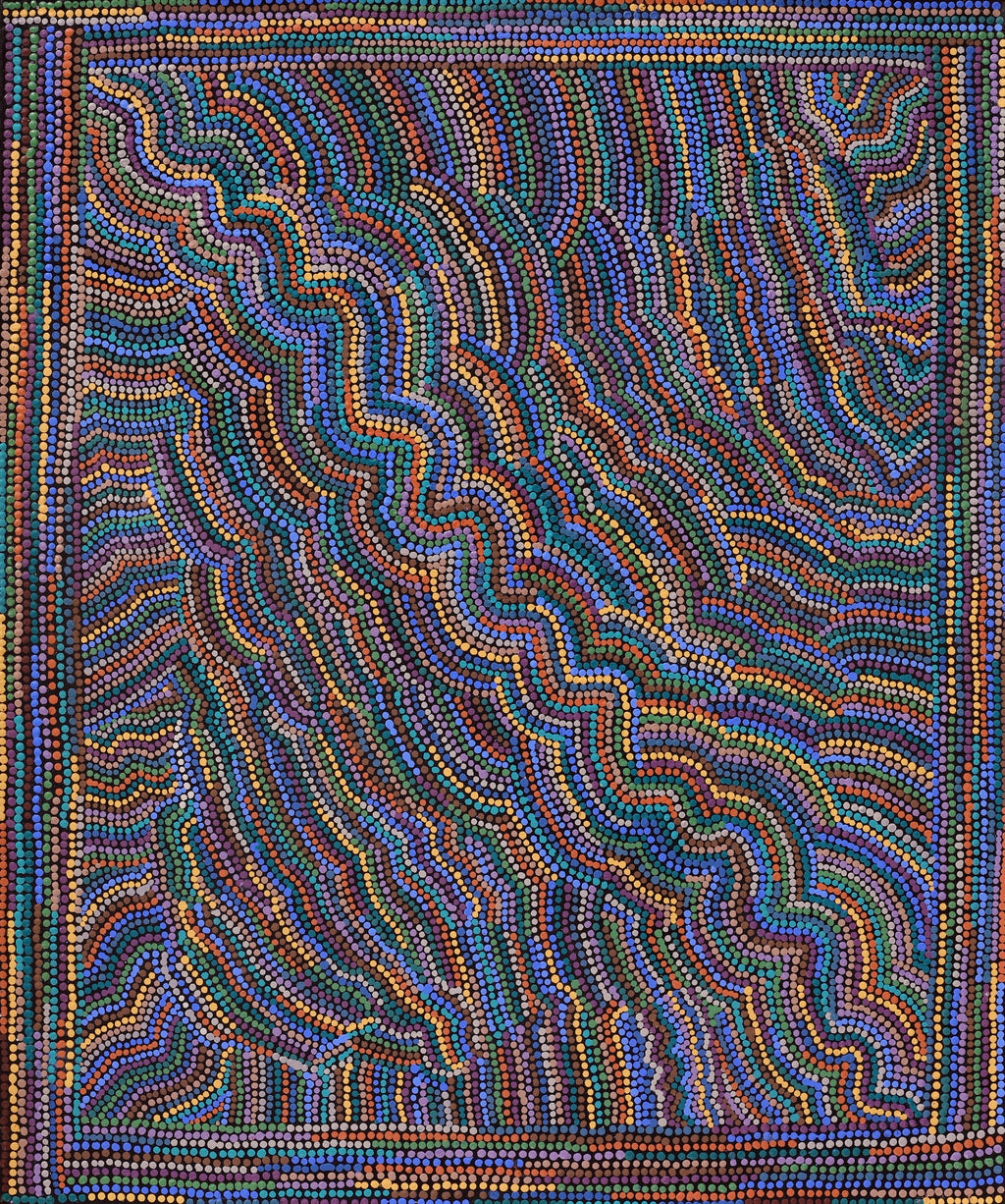 Aboriginal Artwork by Anita Nakamarra Gibson, Ngapa Jukurrpa (Water Dreaming) - Puyurru, 91x76cm