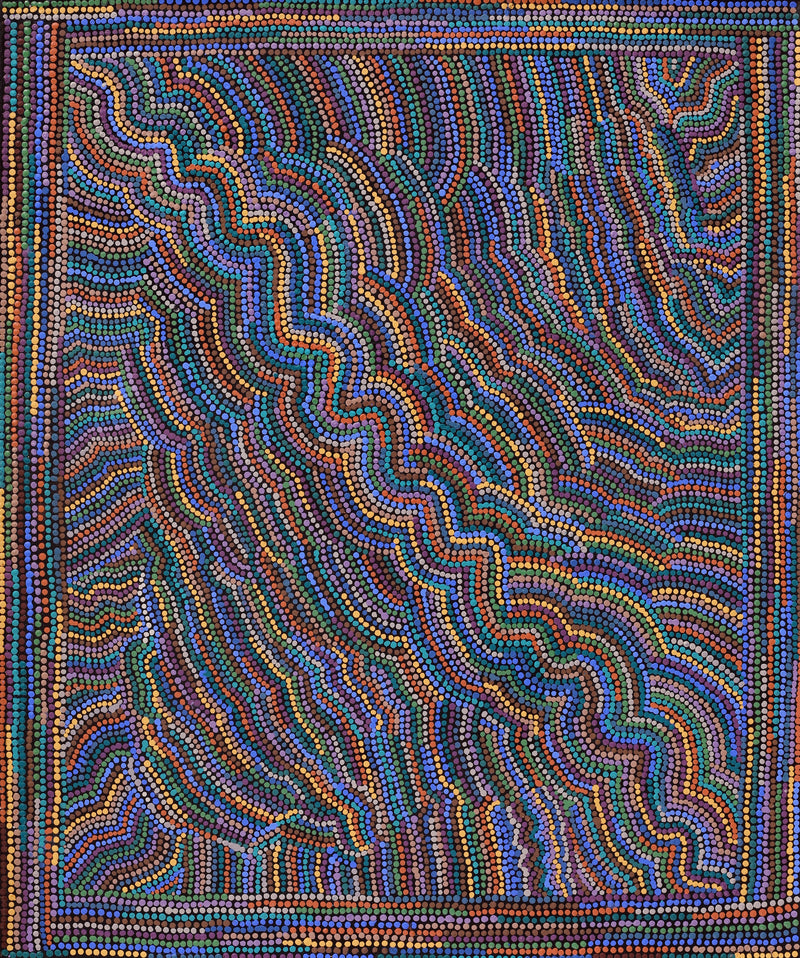 Aboriginal Artwork by Anita Nakamarra Gibson, Ngapa Jukurrpa (Water Dreaming) - Puyurru, 91x76cm