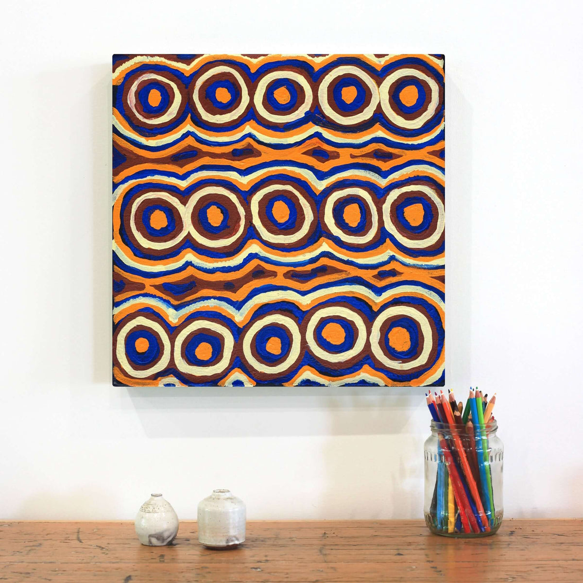 Aboriginal Artwork by Anmanari Nolan, Mulpu - Bush Mushroom, 40x40cm