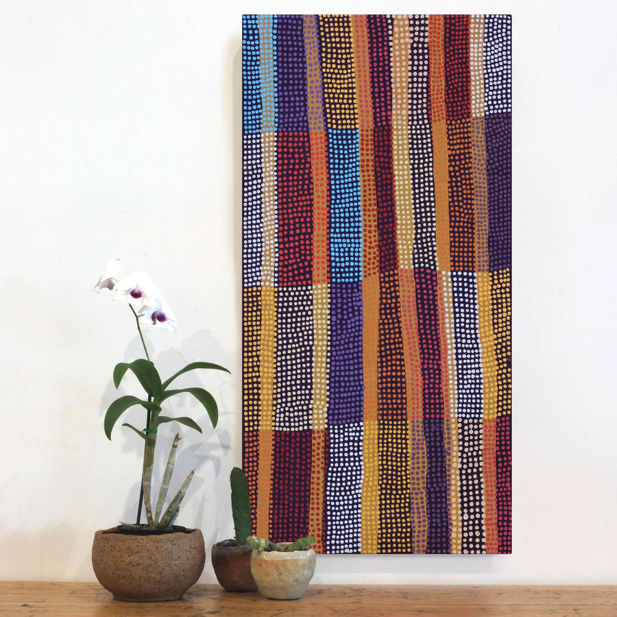 Aboriginal Artwork by Ann Lane Nee Dixon, Pirrnpirrnga - Desert Bore, 80x40cm