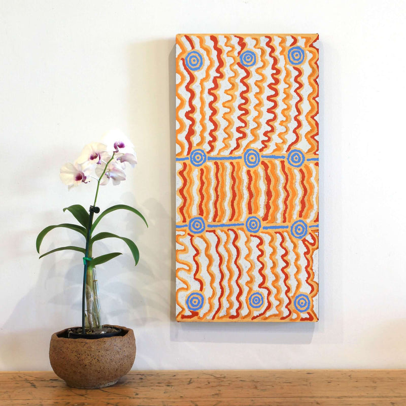 Aboriginal Artwork by Ann Lane Nee Dixon, Pirrnpirrnga - Desert Bore, 60x30cm