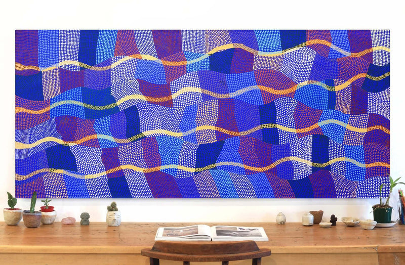 Aboriginal Artwork by Ann Lane Nee Dixon, Pirrnpirrnga - Desert Bore, 180x80cm